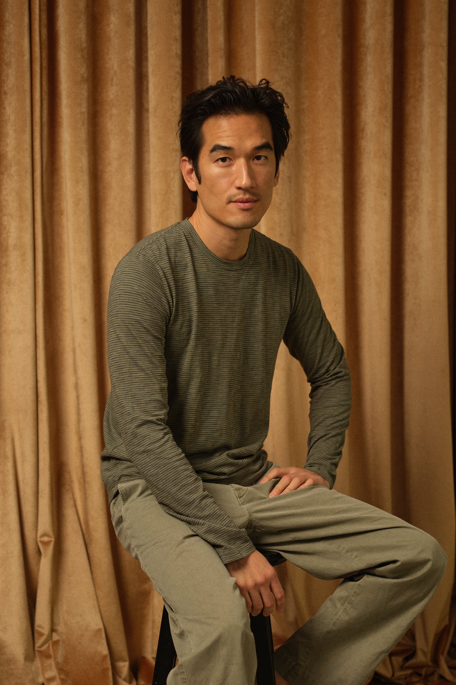 Long Sleeve Thin Stripe Crew Tee