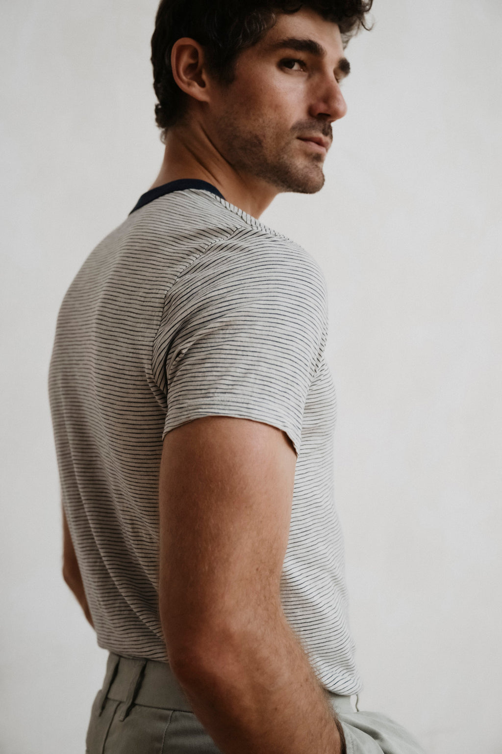 SS Thin Stripe Ringer Tee