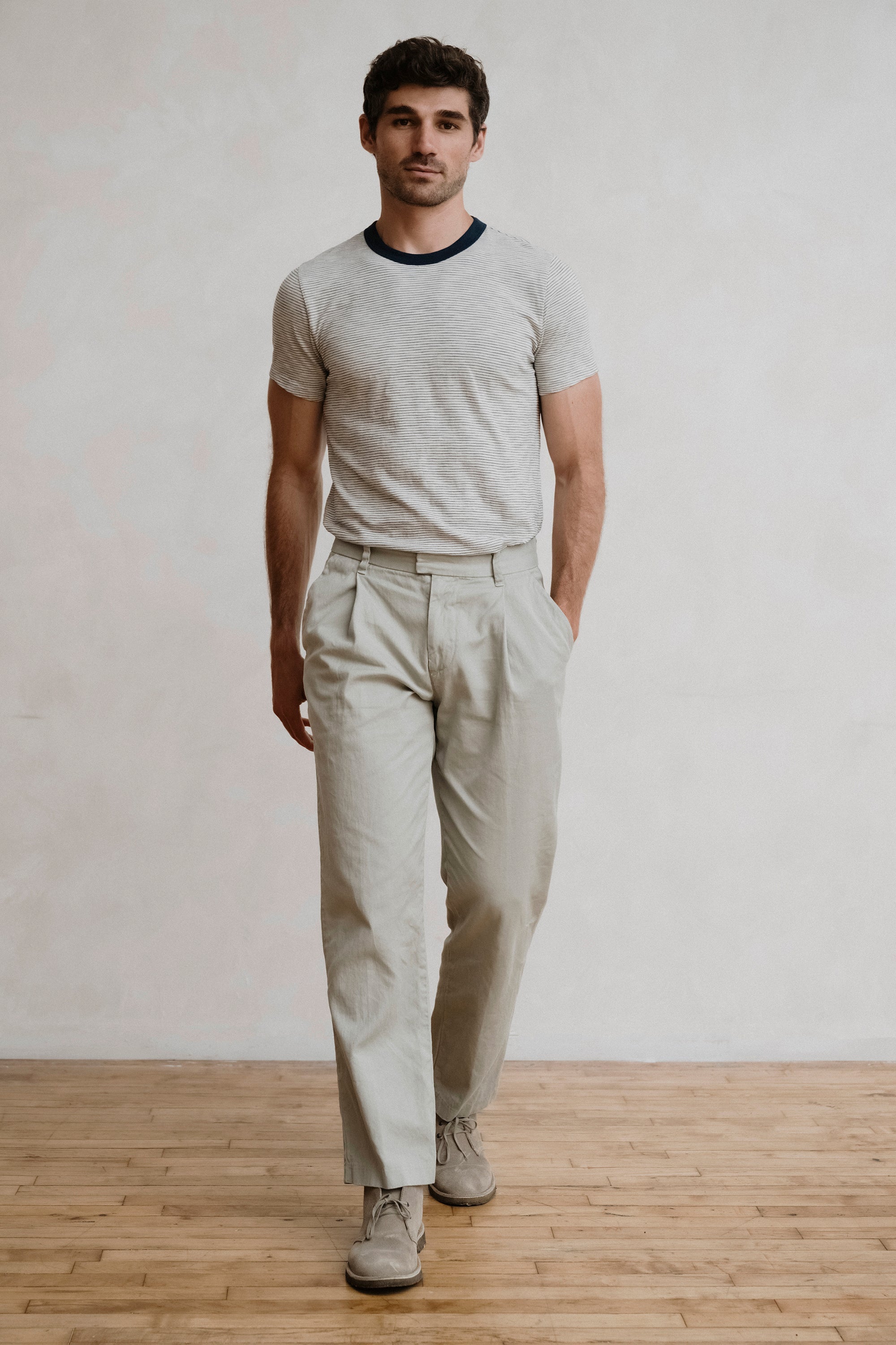 SS Thin Stripe Ringer Tee