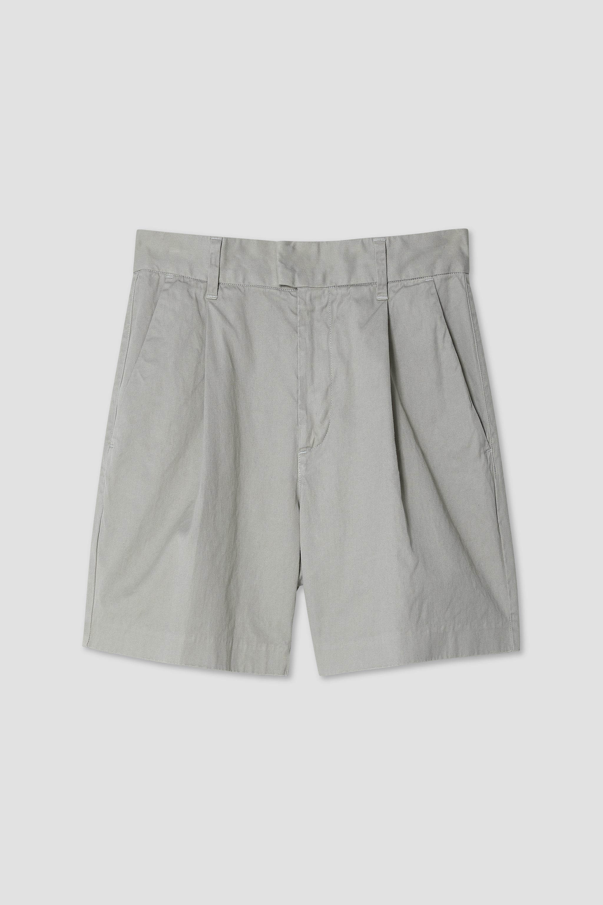 Cotton Hemp Twill Pleated Shorts