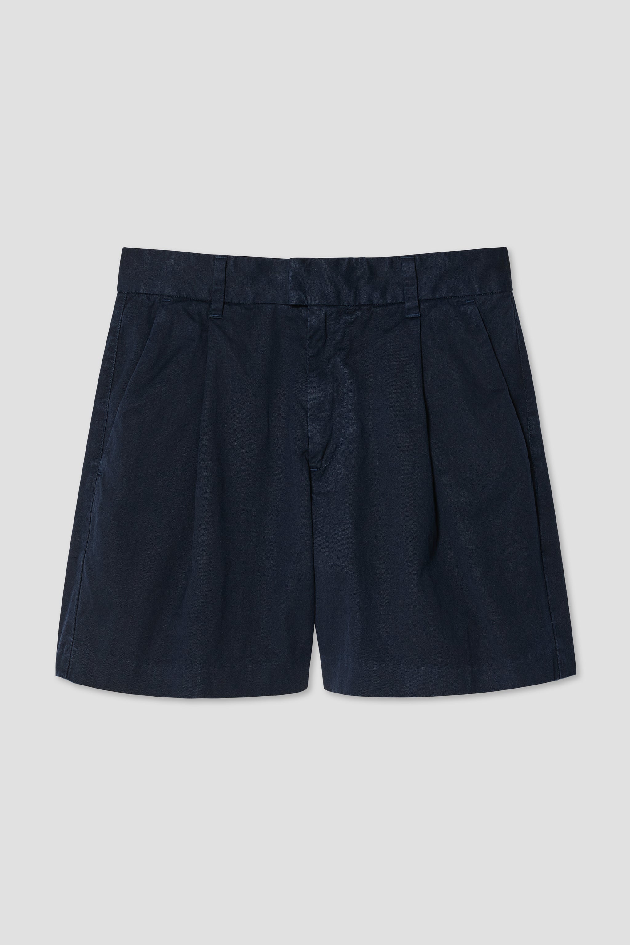 Cotton Hemp Twill Pleated Shorts
