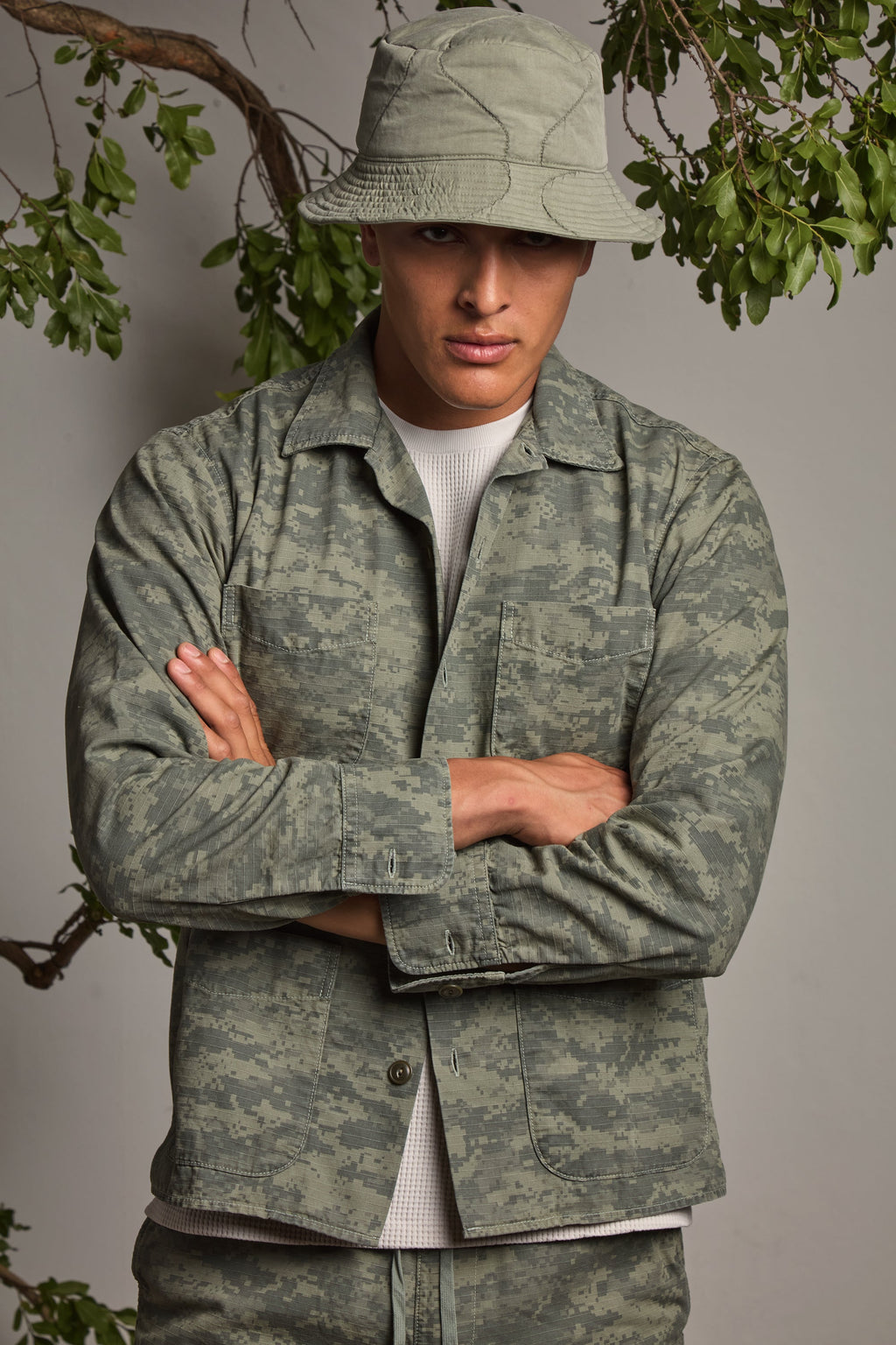 Overdyed Camo Shirt Jacket