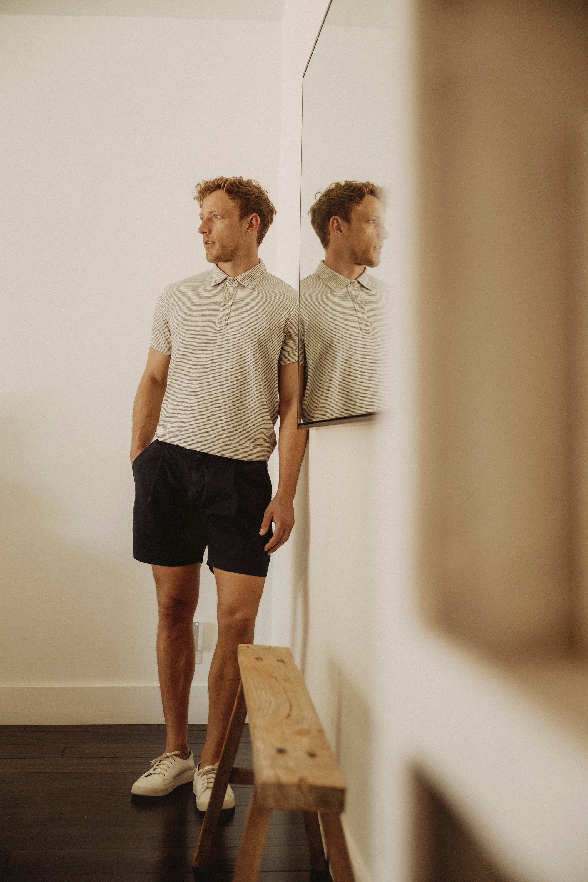 Cotton Hemp Twill Pleated Shorts