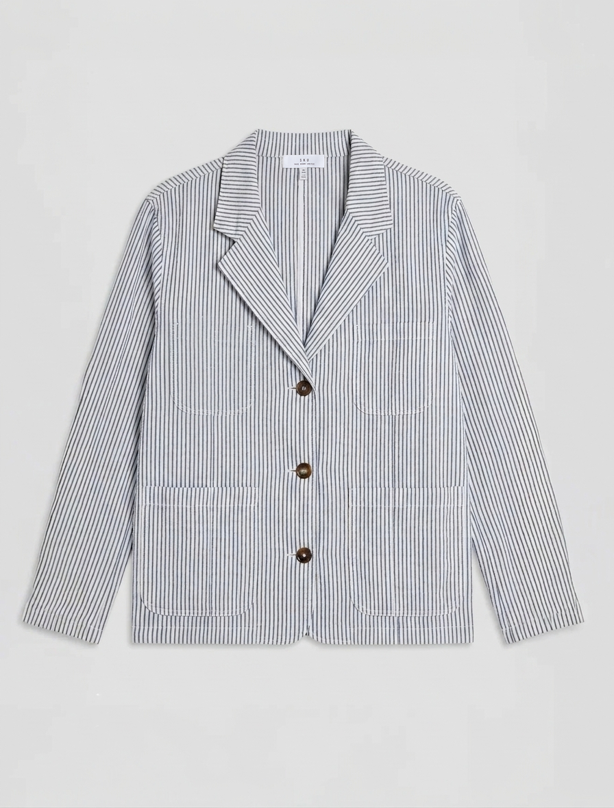 Cotton Hemp Stripe Blazer