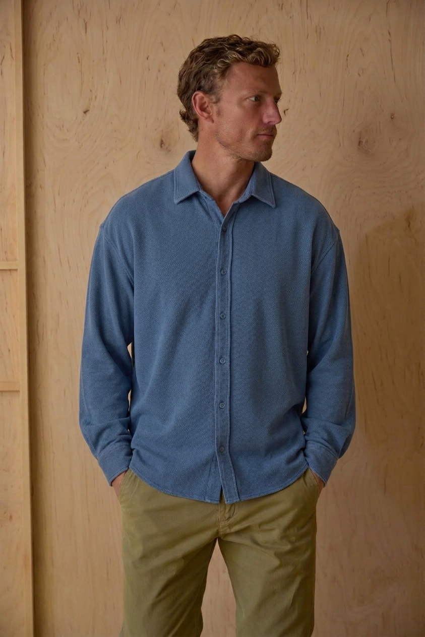 LS Pique Easy Shirt in Cotton Hemp